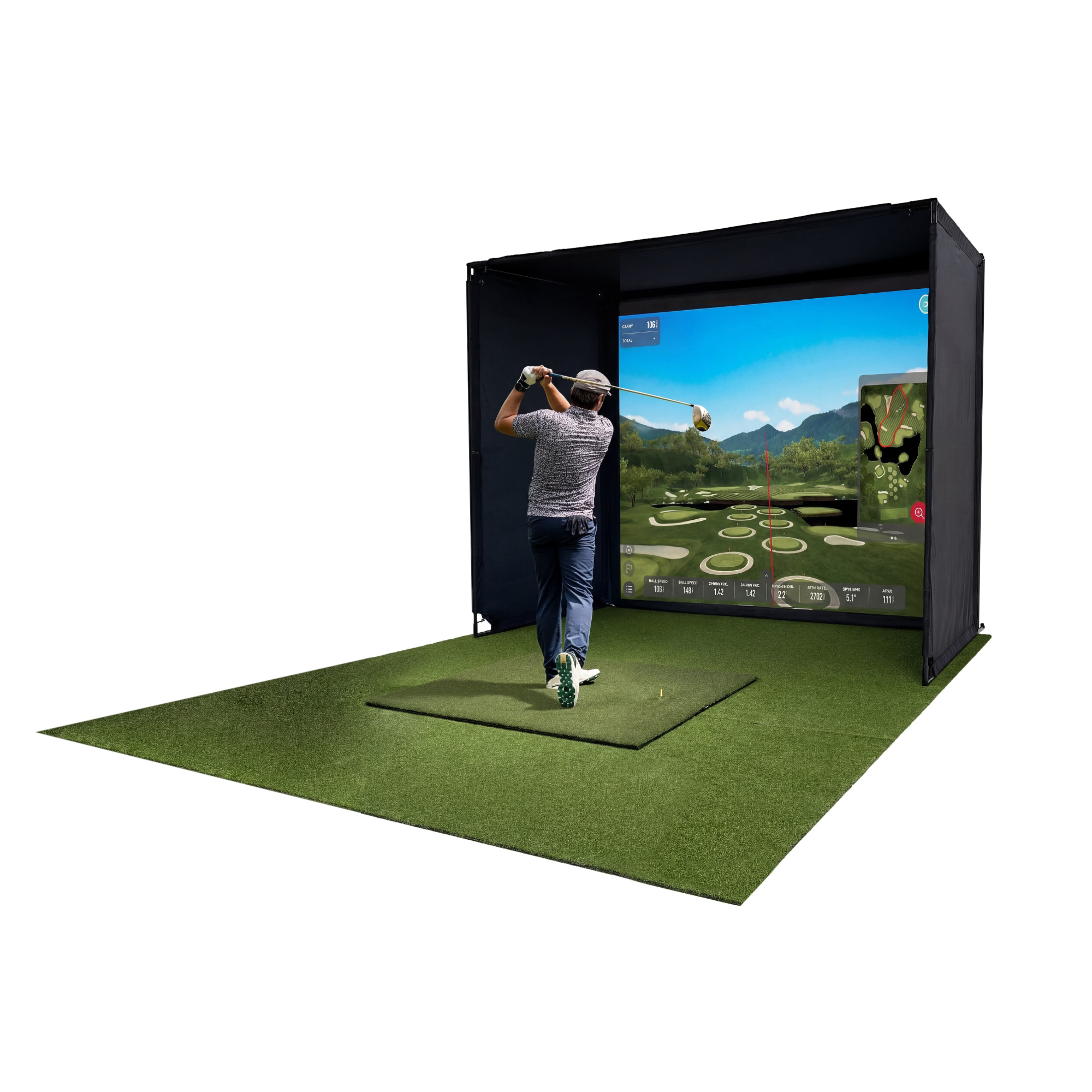 Glide Gear Golf Practice Simulator Backdrop Complete Enclosure Poles & Impact Screen