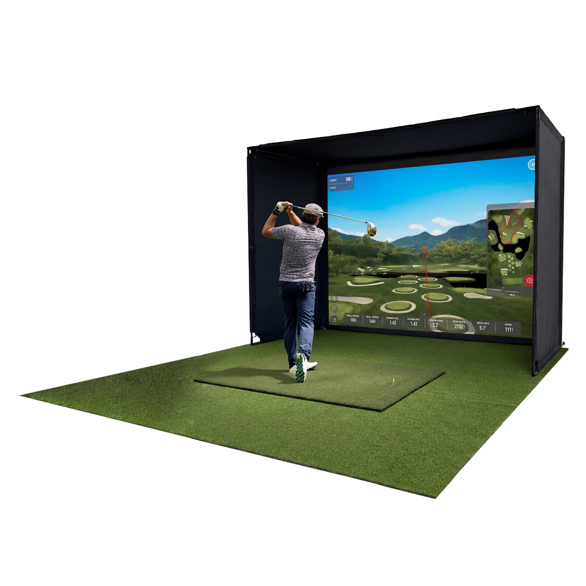 Glide Gear Golf Practice Simulator Backdrop Complete Enclosure Poles & Impact Screen