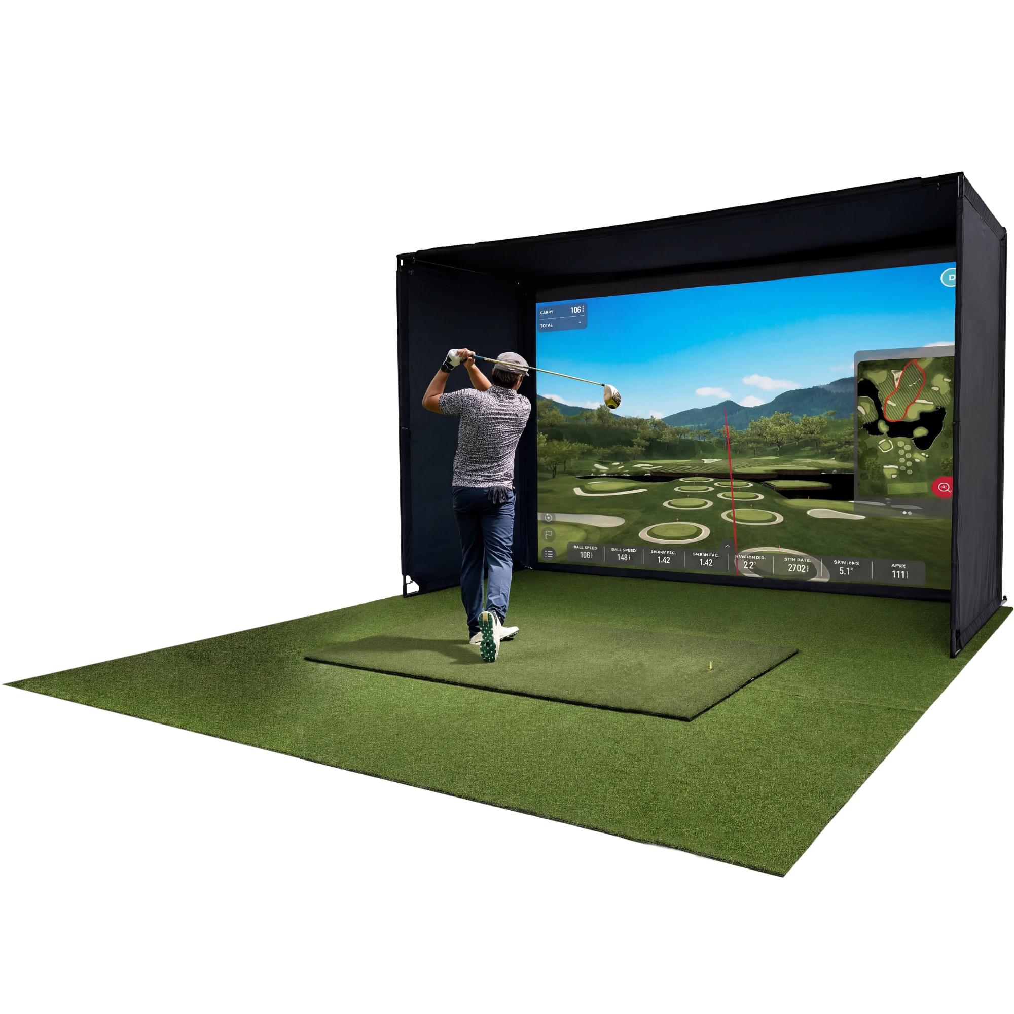 Glide Gear Golf Practice Simulator Backdrop Complete Enclosure Poles & Impact Screen