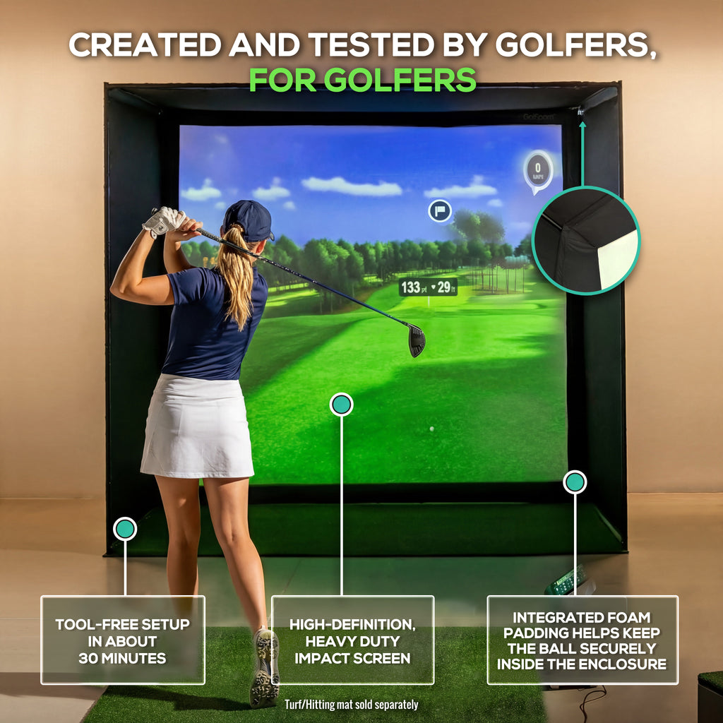 Glide Gear Golf Practice Simulator Backdrop Complete Enclosure Poles & Impact Screen