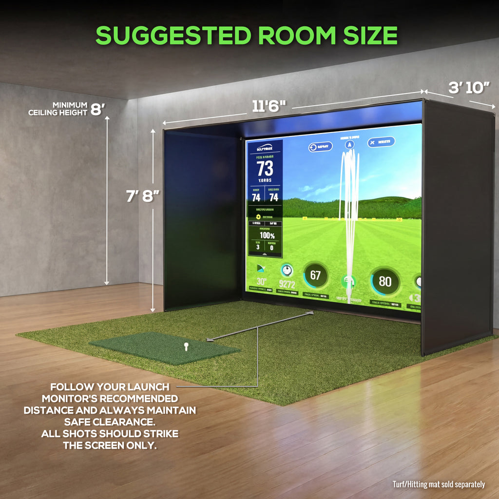 Glide Gear Golf Practice Simulator Backdrop Complete Enclosure Poles & Impact Screen