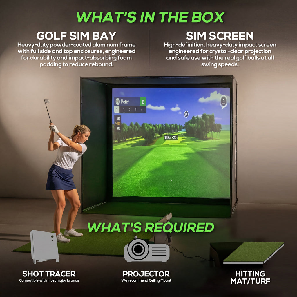Glide Gear Golf Practice Simulator Backdrop Complete Enclosure Poles & Impact Screen