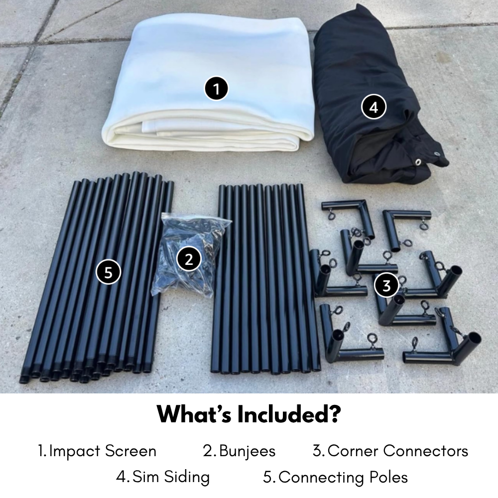 3G GSF Practice Simulator Backdrop Complete Enclosure Poles & Impact Screen (10' x 8')