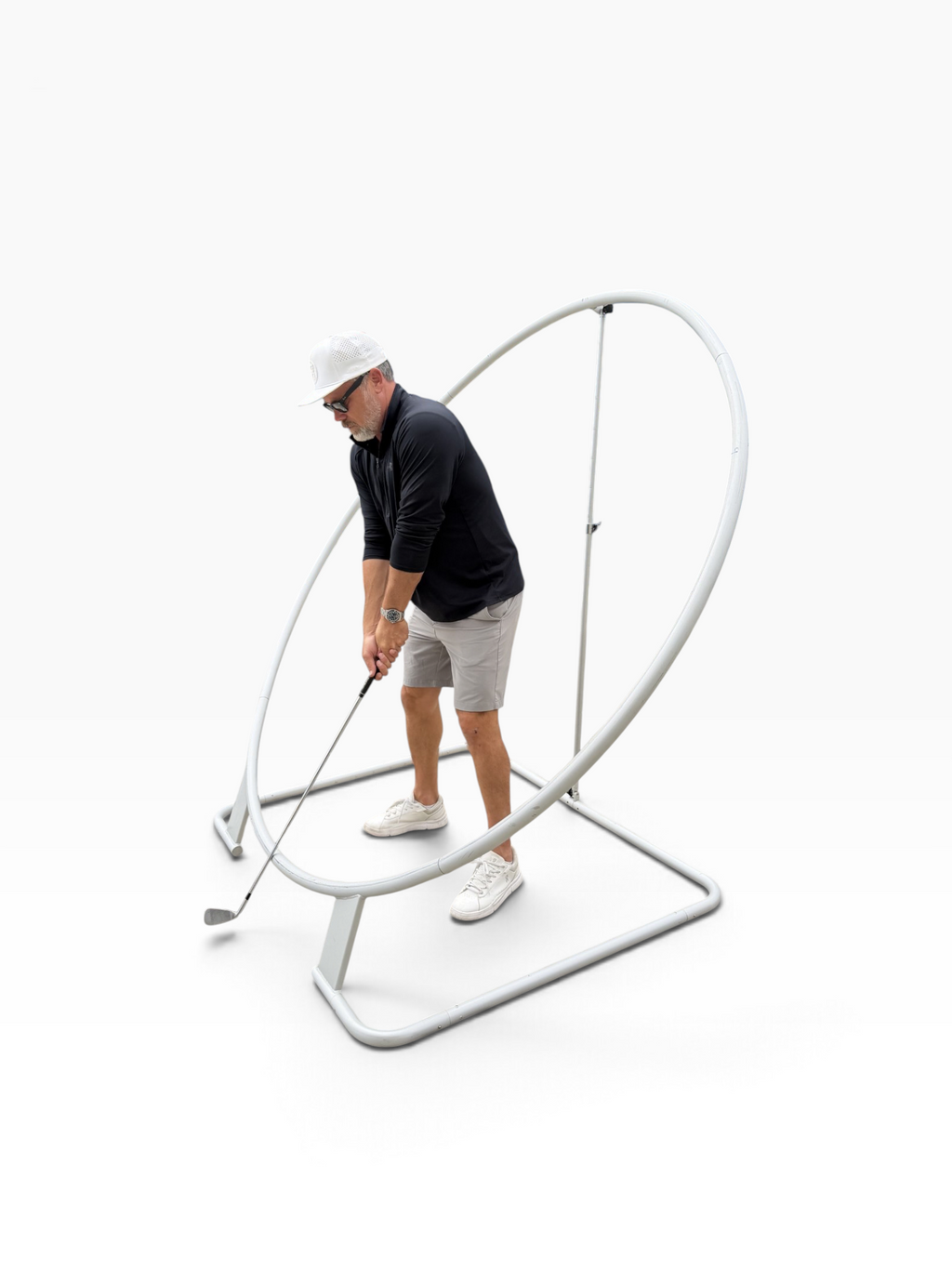 3G Ring Golf Swing Trainer, Adjustable Swing Plane Training Aid with Wedge Practice Stoppers and Protective Club Sleeve