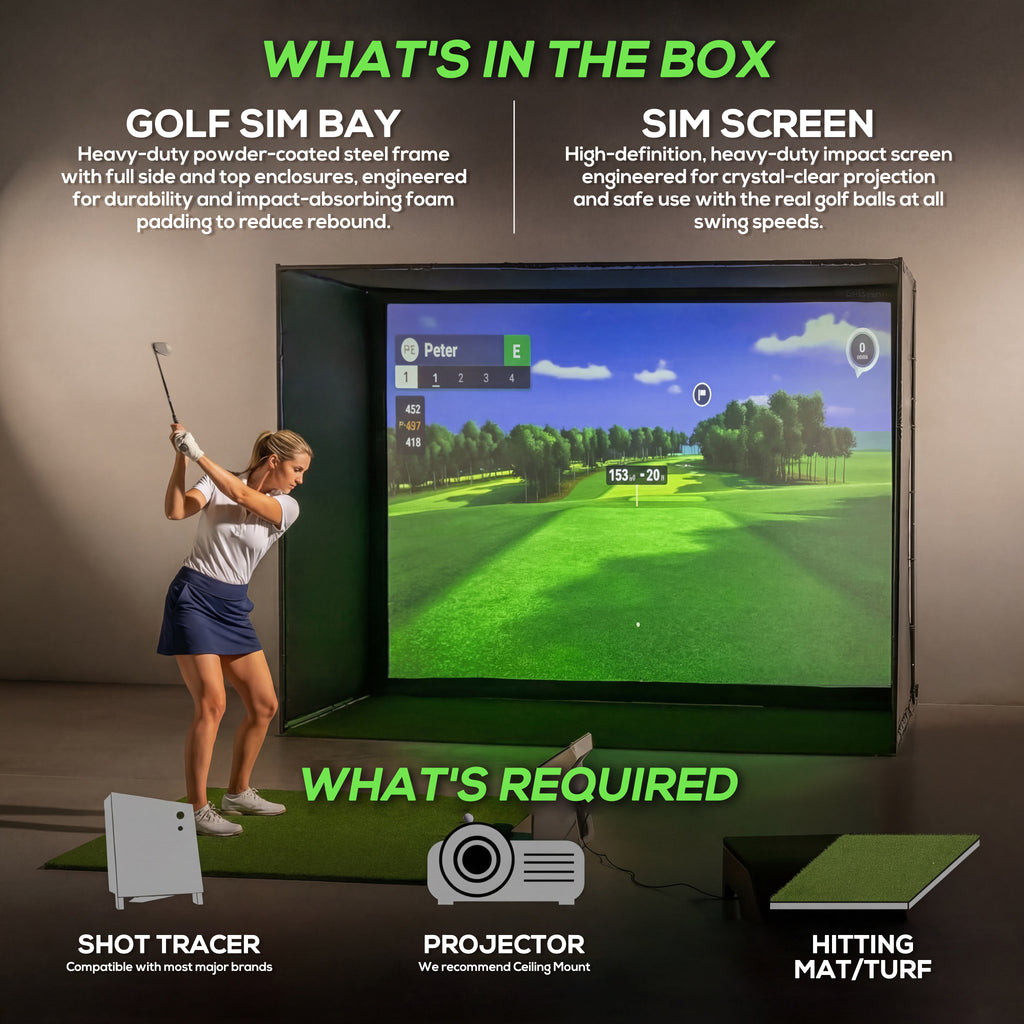 Glide Gear Golf Practice Simulator Backdrop Complete Enclosure Poles & Impact Screen